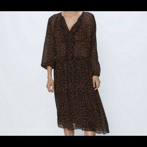 zara ruffled animal print dress